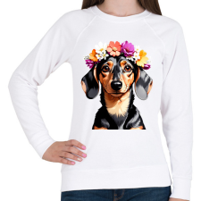 PRINTFASHION virágkoszorús tacsi - Női pulóver - Fehér női pulóver, kardigán