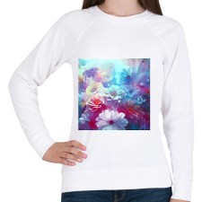PRINTFASHION virágok 2 - Női pulóver - Fehér női pulóver, kardigán