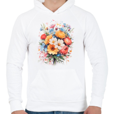 PRINTFASHION Virágok - Férfi kapucnis pulóver - Fehér férfi pulóver, kardigán