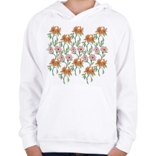PRINTFASHION Virágok - Gyerek kapucnis pulóver - Fehér gyerek pulóver, kardigán