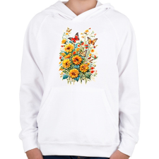 PRINTFASHION Virágok - Gyerek kapucnis pulóver - Fehér gyerek pulóver, kardigán
