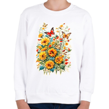 PRINTFASHION Virágok - Gyerek pulóver - Fehér gyerek pulóver, kardigán