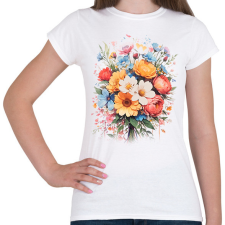 PRINTFASHION Virágok - Női póló - Fehér női póló