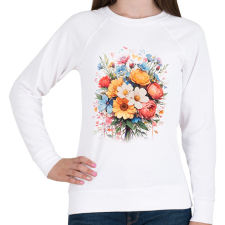 PRINTFASHION Virágok - Női pulóver - Fehér női pulóver, kardigán