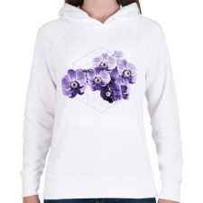 PRINTFASHION Virágok szemmel - Női kapucnis pulóver - Fehér női pulóver, kardigán