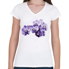 PRINTFASHION Virágok szemmel - Női V-nyakú póló - Fehér női póló