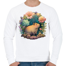 PRINTFASHION Virágos capybara - Férfi pulóver - Fehér