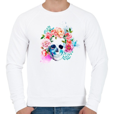 PRINTFASHION Virágos Koponya - Férfi pulóver - Fehér férfi pulóver, kardigán