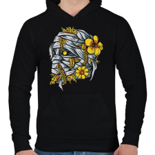 PRINTFASHION Virágos múmia - Férfi kapucnis pulóver - Fekete férfi pulóver, kardigán