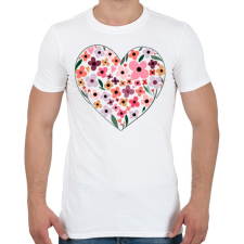 PRINTFASHION Virágos szív - Férfi póló - Fehér férfi póló