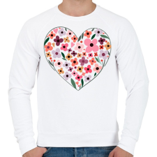 PRINTFASHION Virágos szív - Férfi pulóver - Fehér férfi pulóver, kardigán