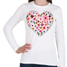 PRINTFASHION Virágos szív - Női hosszú ujjú póló - Fehér női póló