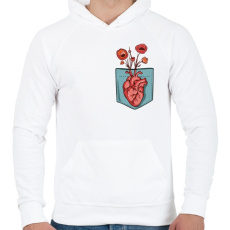 PRINTFASHION Virágzó szív - Férfi kapucnis pulóver - Fehér