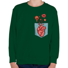 PRINTFASHION Virágzó szív - Gyerek pulóver - Sötétzöld