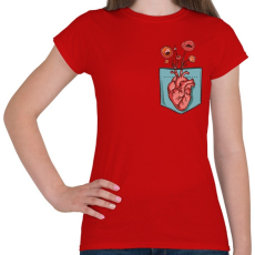 PRINTFASHION Virágzó szív - Női póló - Piros