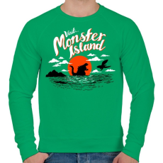 PRINTFASHION Visit Monster Island - Férfi pulóver - Zöld