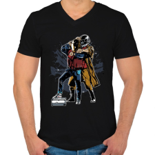 PRINTFASHION Vissza az ütembe - Férfi V-nyakú póló - Fekete férfi póló
