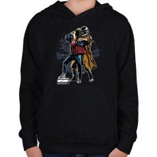 PRINTFASHION Vissza az ütembe - Gyerek kapucnis pulóver - Fekete