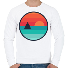 PRINTFASHION Vitorlás naplementében - Férfi pulóver - Fehér férfi pulóver, kardigán