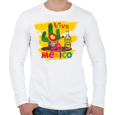 PRINTFASHION Viva Mexico - Férfi hosszú ujjú póló - Fehér