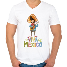 PRINTFASHION Viva Mexico_ - Férfi V-nyakú póló - Fehér férfi póló