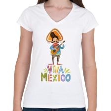 PRINTFASHION Viva Mexico_ - Női V-nyakú póló - Fehér női póló