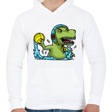 PRINTFASHION Vízilabdázó T-rex - Férfi kapucnis pulóver - Fehér férfi pulóver, kardigán