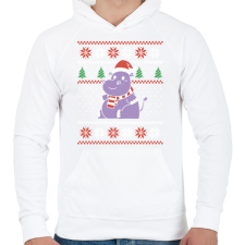 PRINTFASHION Vízilovas csúnya pulcsi - Férfi kapucnis pulóver - Fehér férfi pulóver, kardigán