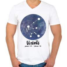 PRINTFASHION Vízöntő - Férfi V-nyakú póló - Fehér
