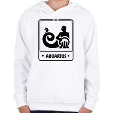 PRINTFASHION vízöntő - Gyerek kapucnis pulóver - Fehér