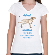 PRINTFASHION Vízöntő - Labrador - Női V-nyakú póló - Fehér női póló