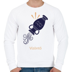 PRINTFASHION Vízöntő minta - Férfi pulóver - Fehér