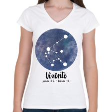 PRINTFASHION Vízöntő - Női V-nyakú póló - Fehér női póló