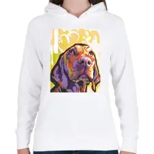 PRINTFASHION Vizsla - Női kapucnis pulóver - Fehér női pulóver, kardigán