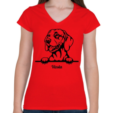 PRINTFASHION Vizsla - Női V-nyakú póló - Piros