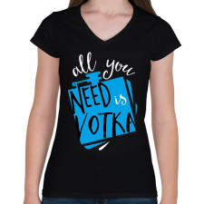PRINTFASHION Vodka - Női V-nyakú póló - Fekete női póló