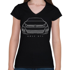 PRINTFASHION Volkswagen Golf GTI - Női V-nyakú póló - Fekete női póló