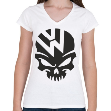PRINTFASHION Volkswagen Skull - Női V-nyakú póló - Fehér női póló