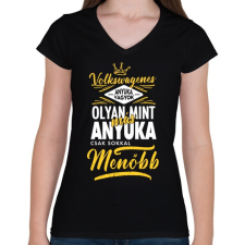 PRINTFASHION Volkswagenes anyuka - Női V-nyakú póló - Fekete női póló