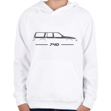 PRINTFASHION Volvo 740 (3) - Gyerek kapucnis pulóver - Fehér gyerek pulóver, kardigán