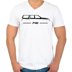PRINTFASHION Volvo 740 (4) - Férfi V-nyakú póló - Fehér