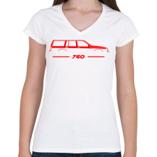 PRINTFASHION Volvo 760 (3) - Női V-nyakú póló - Fehér női póló