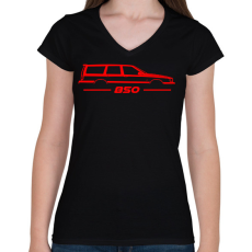 PRINTFASHION volvo 850 Red - Női V-nyakú póló - Fekete