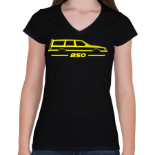 PRINTFASHION Volvo 850 Yellow - Női V-nyakú póló - Fekete női póló