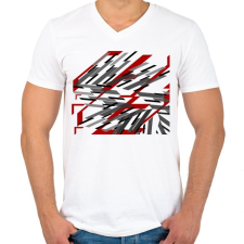 PRINTFASHION Vonalak - Férfi V-nyakú póló - Fehér férfi póló