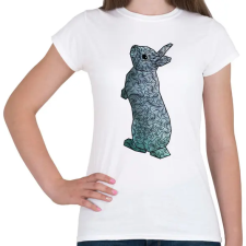 PRINTFASHION Vonalrajz nyuszi - kékeszöld - Női póló - Fehér női póló