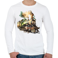 PRINTFASHION vonat - Férfi hosszú ujjú póló - Fehér férfi póló