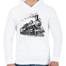 PRINTFASHION Vonat  - Férfi kapucnis pulóver - Fehér férfi pulóver, kardigán