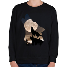 PRINTFASHION Vonyító farkas - Gyerek pulóver - Fekete gyerek pulóver, kardigán