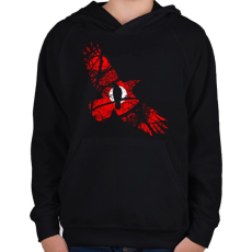 PRINTFASHION Vörös égbolt - Gyerek kapucnis pulóver - Fekete